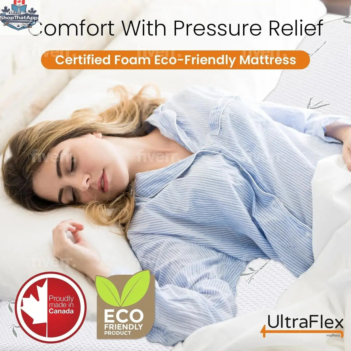 UltraFlex SleepTight mattress set with gel memory foam, cooling, pressure relief, and spinal support, ideal for bunks and RVs.