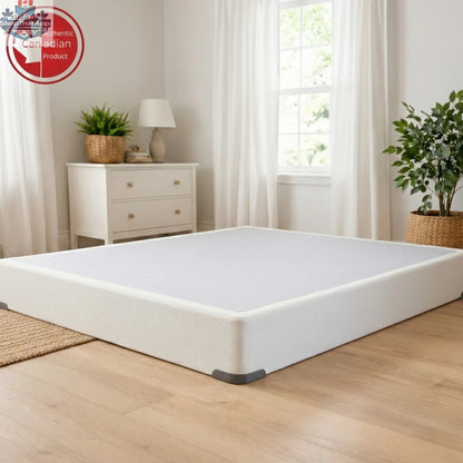 UltraFlex Premium Solid Wood Box Spring, 7-inch heavy-duty mattress foundation for all sizes, no assembly, compatible with all mattress types.