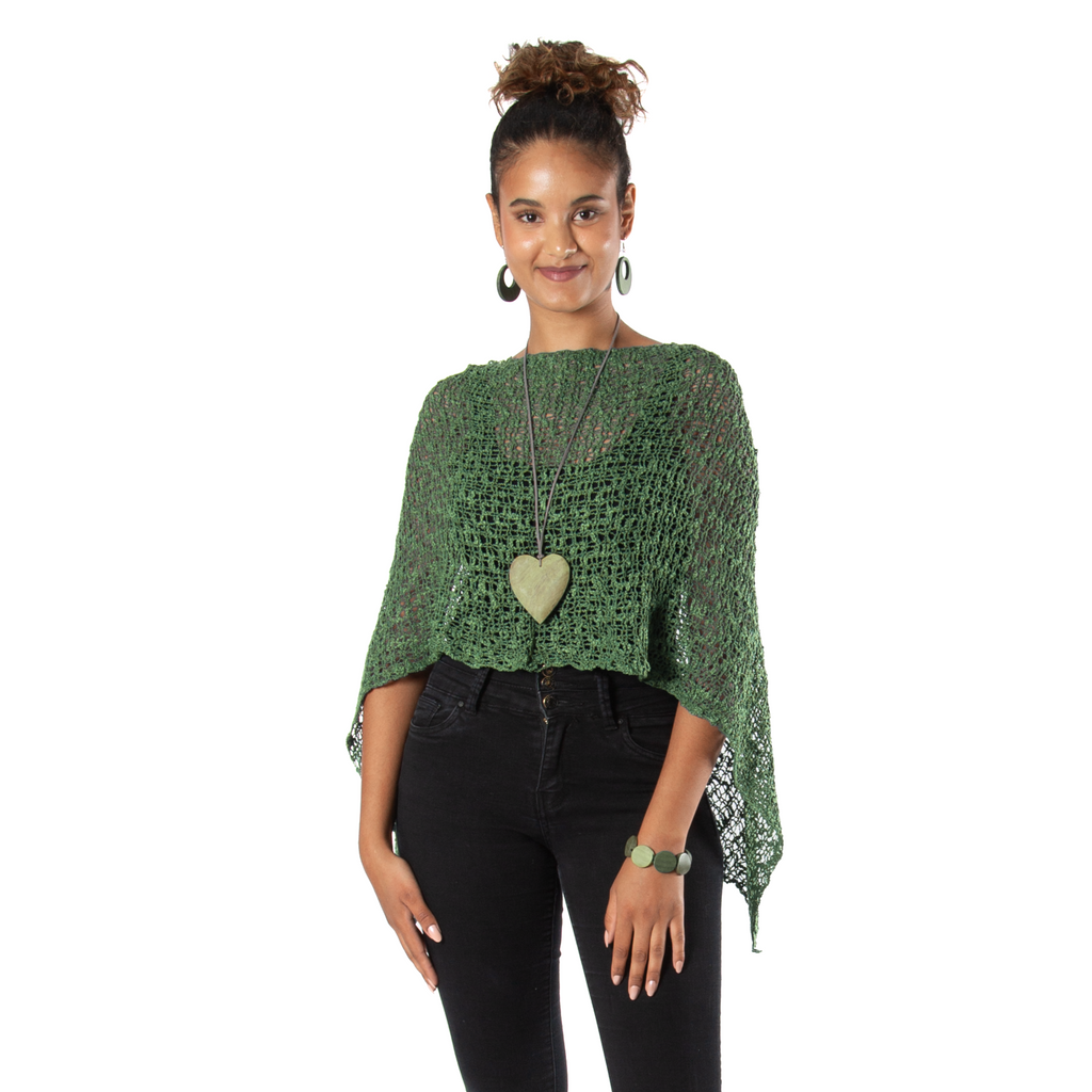 Short Popcorn Knit Poncho in Green - Stylish Green Popcorn Knit Poncho for Every Occasion - Shopthatapp.ca