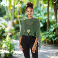 Short Popcorn Knit Poncho in Green - Stylish Green Popcorn Knit Poncho for Every Occasion - Shopthatapp.ca