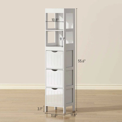 Slim Bathroom Cabinet with 3 Drawers & 2 Shelves - Shopthatapp.ca