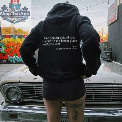 Women's Plush Letter Printed Kangaroo Pocket Hoodie | Cozy Pullover - Shopthatapp.ca