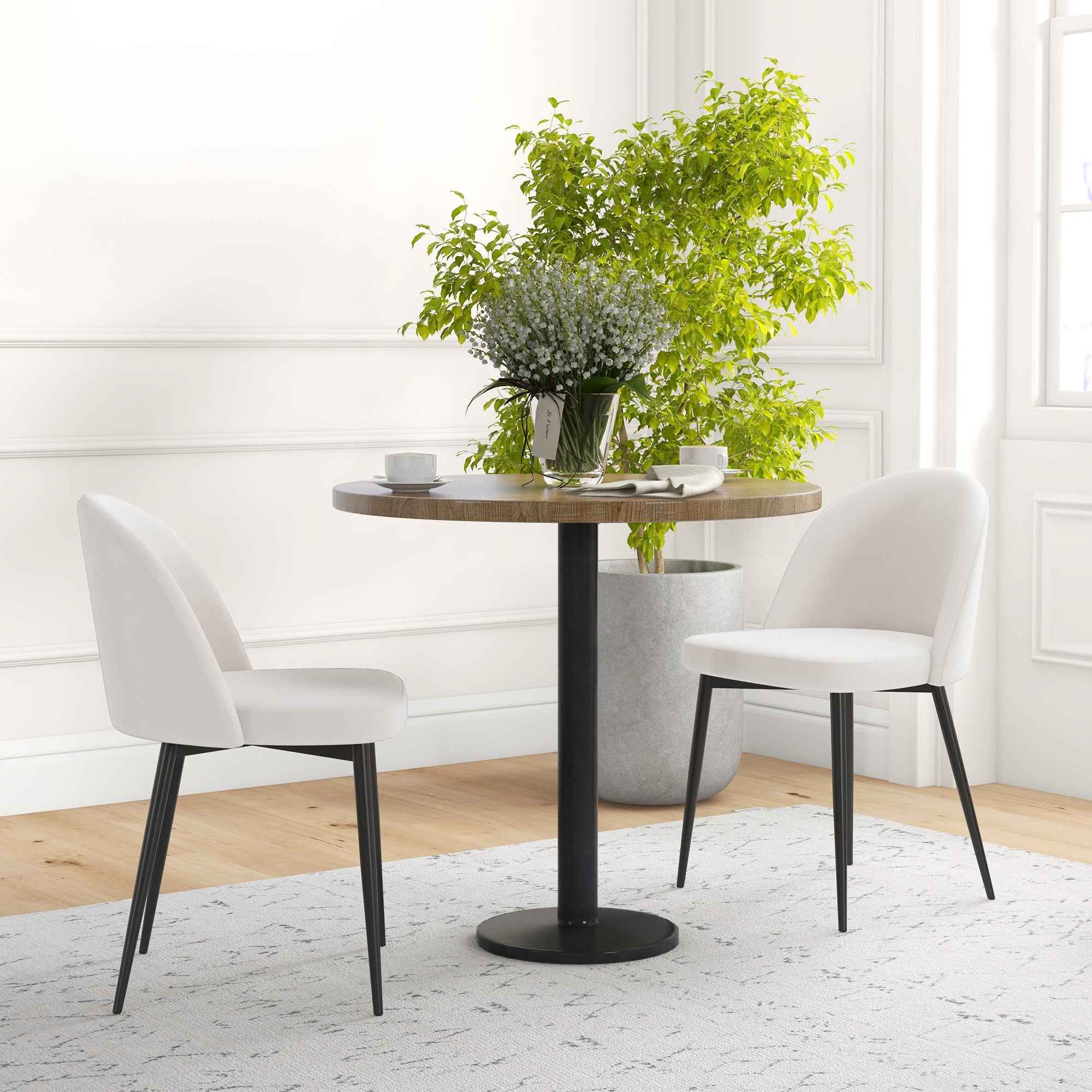 Dylan Set of 2 Mid-Back Dining Chairs-Cream White