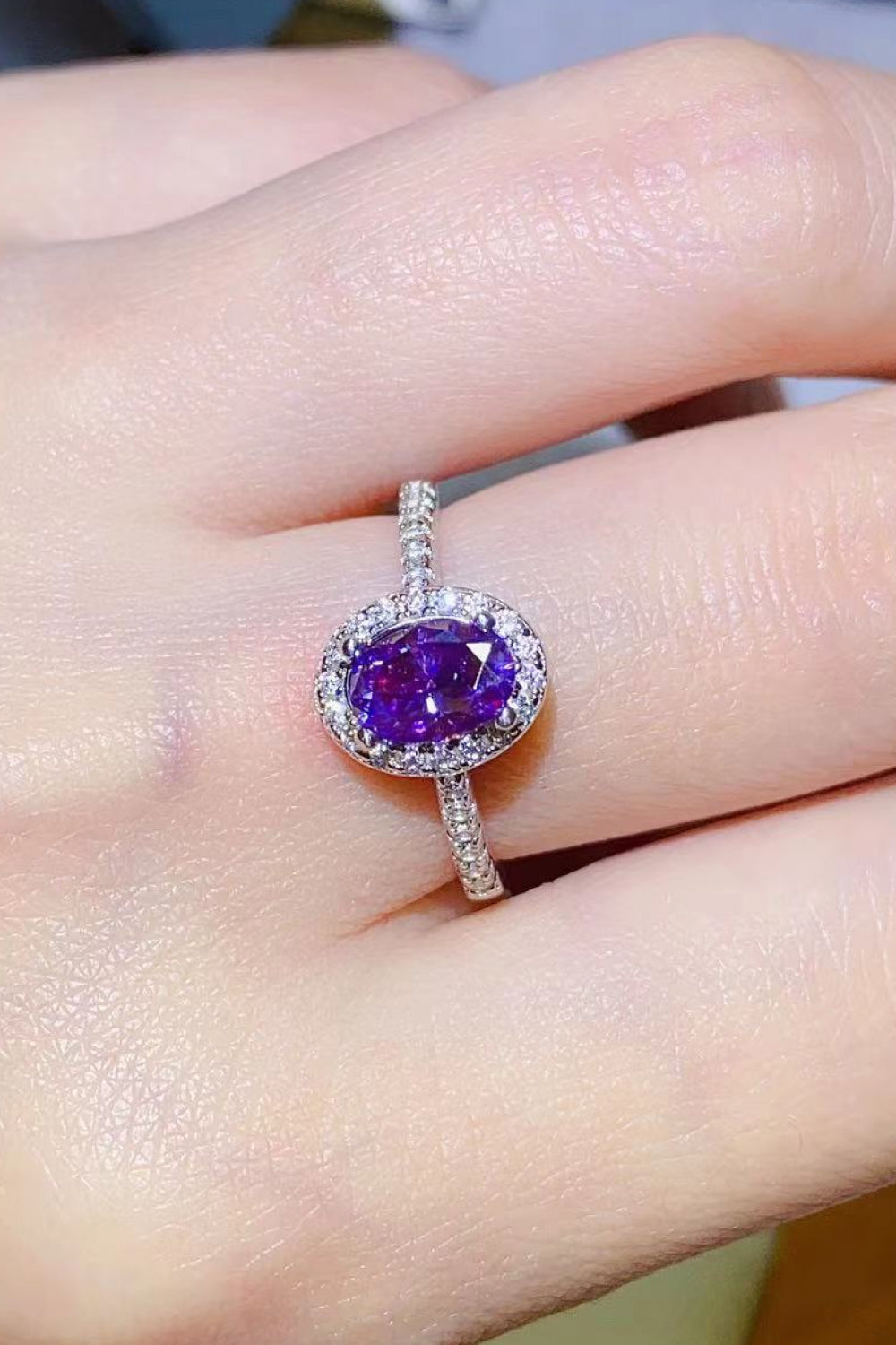 925 Sterling Silver 1 Carat Purple Moissanite Ring - Shopthatapp.ca