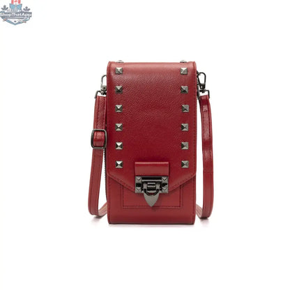 Rivet Design Shoulder Bags Mobile Phone Handbag Solid Color Crossbody Bags Women - Shopthatapp.ca