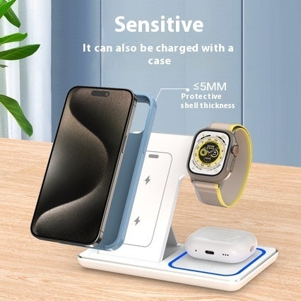 15W Wireless Charger Stand - 3 In 1 Fast LED Charging Station - Shopthatapp.ca