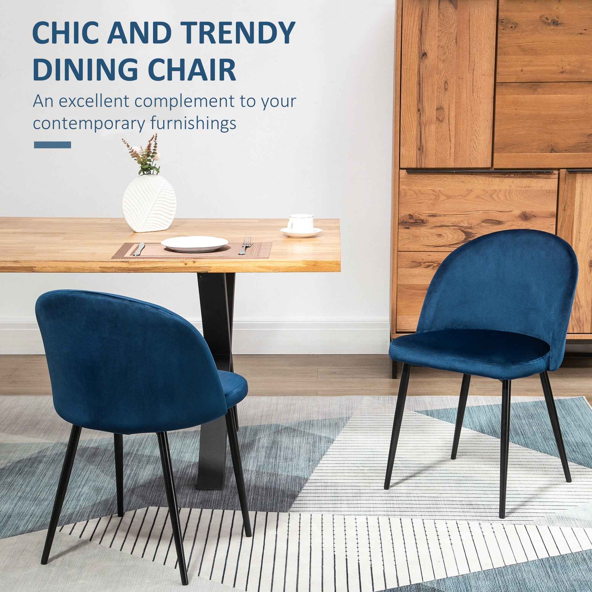 Dylan Set of 2 Mid-Back Dining Chairs-Dark Blue