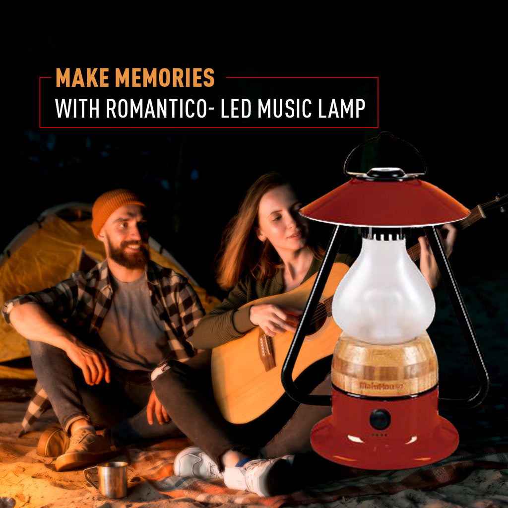 TRU De-LIGHT ROMANTICO LED All-in-One Lamp, Rechargeable, Bluetooth Music Speaker - FIRE RED / YELLOW / AUQA BLUE / GREEN / BLACK - Www.Shopthatapp.ca