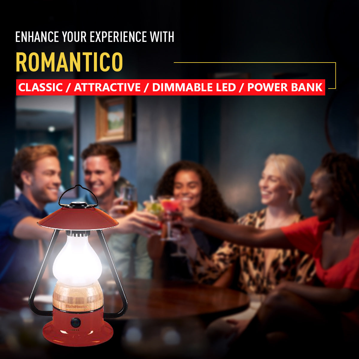 TRU De-LIGHT ROMANTICO LED All-in-One Lamp, Rechargeable, Bluetooth Music Speaker - FIRE RED / YELLOW / AUQA BLUE / GREEN / BLACK - Www.Shopthatapp.ca