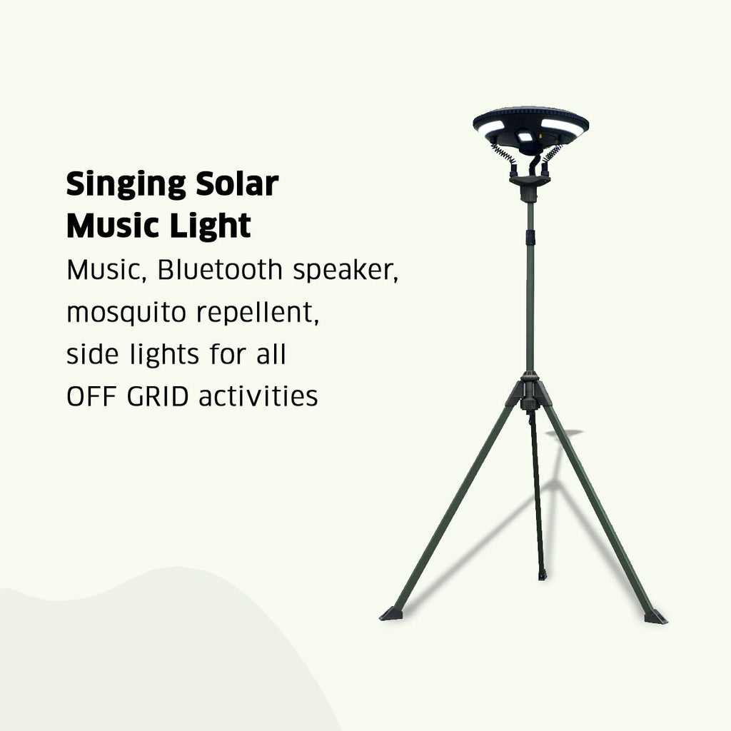 TRU De-LIGHT Singing Music Solar LED Light - Strong BT Speaker/Main Light+3 Detachable Multi Mode Lights/Tripod+Carry Bag - Www.Shopthatapp.ca