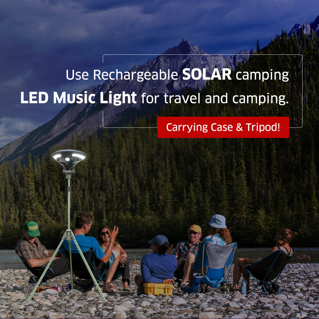 TRU De-LIGHT Singing Music Solar LED Light - Strong BT Speaker/Main Light+3 Detachable Multi Mode Lights/Tripod+Carry Bag - Www.Shopthatapp.ca