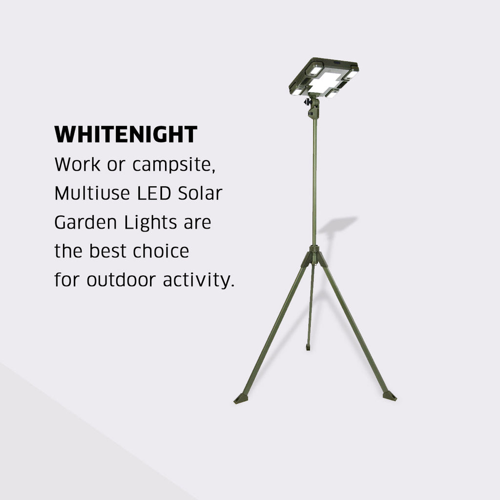 TRU De-LIGHT WHITENIGHT Multipurpose LED Solar / AC / DC - Garden, Camping Main Light + 4 Independent Detachable Multi Mode Side Lights / Tripod + Carrying Bag - Www.Shopthatapp.ca