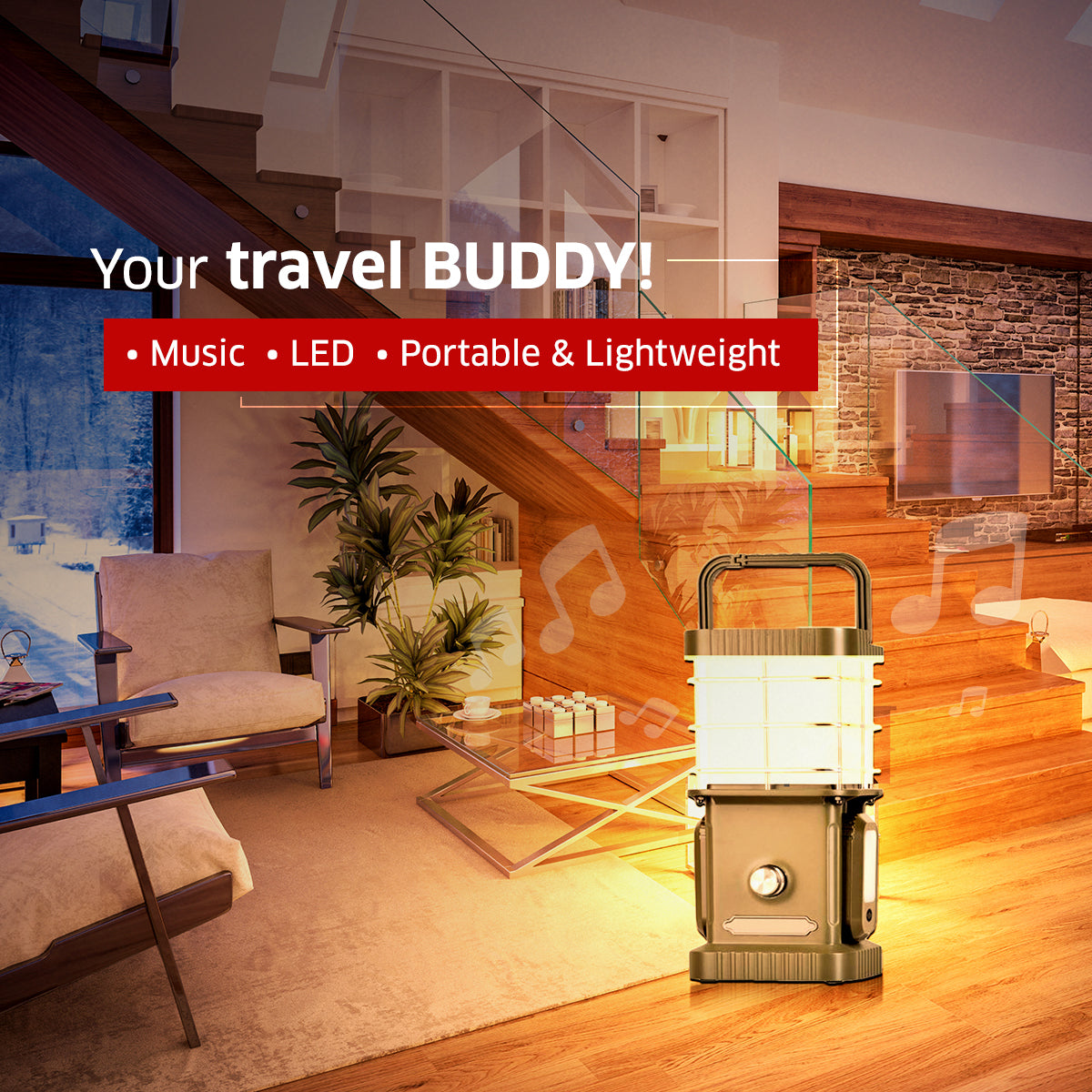 TRU De-LIGHT BUDDY Dimmable LED Lamp / Power Bank / Bluetooth Speaker / Independent side lamps - Music / Decoration - All-In-One - Www.Shopthatapp.ca