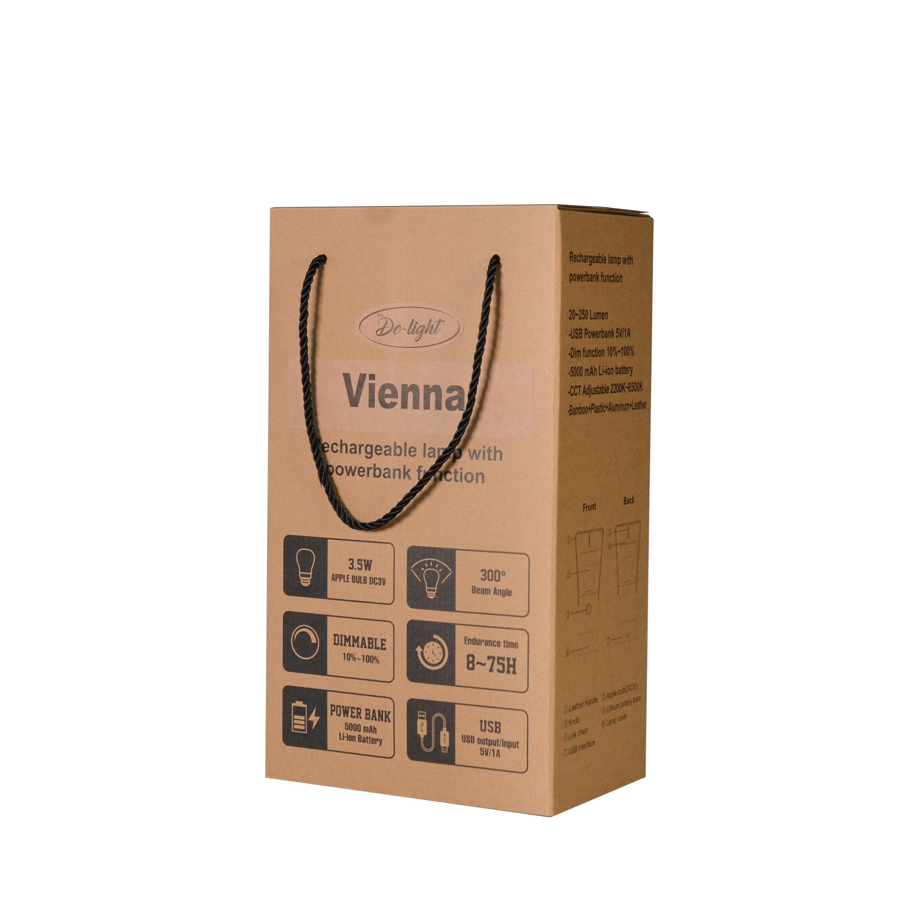 TRU De-LIGHT VIENNA LED, Dimmable Desk Lamp - Lamp / Power Bank / Decoration All-In-One - Www.Shopthatapp.ca