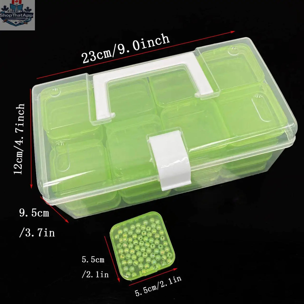 Large 32-grid plastic storage box by EX-STOCK Canada, portable organizer with multiple compartments for efficient organization.