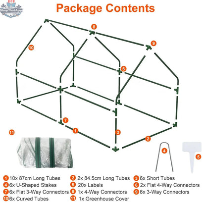 Portable mini greenhouse with waterproof UV-resistant PVC cover, roll-up zipper doors, ideal for indoor and outdoor gardening.
