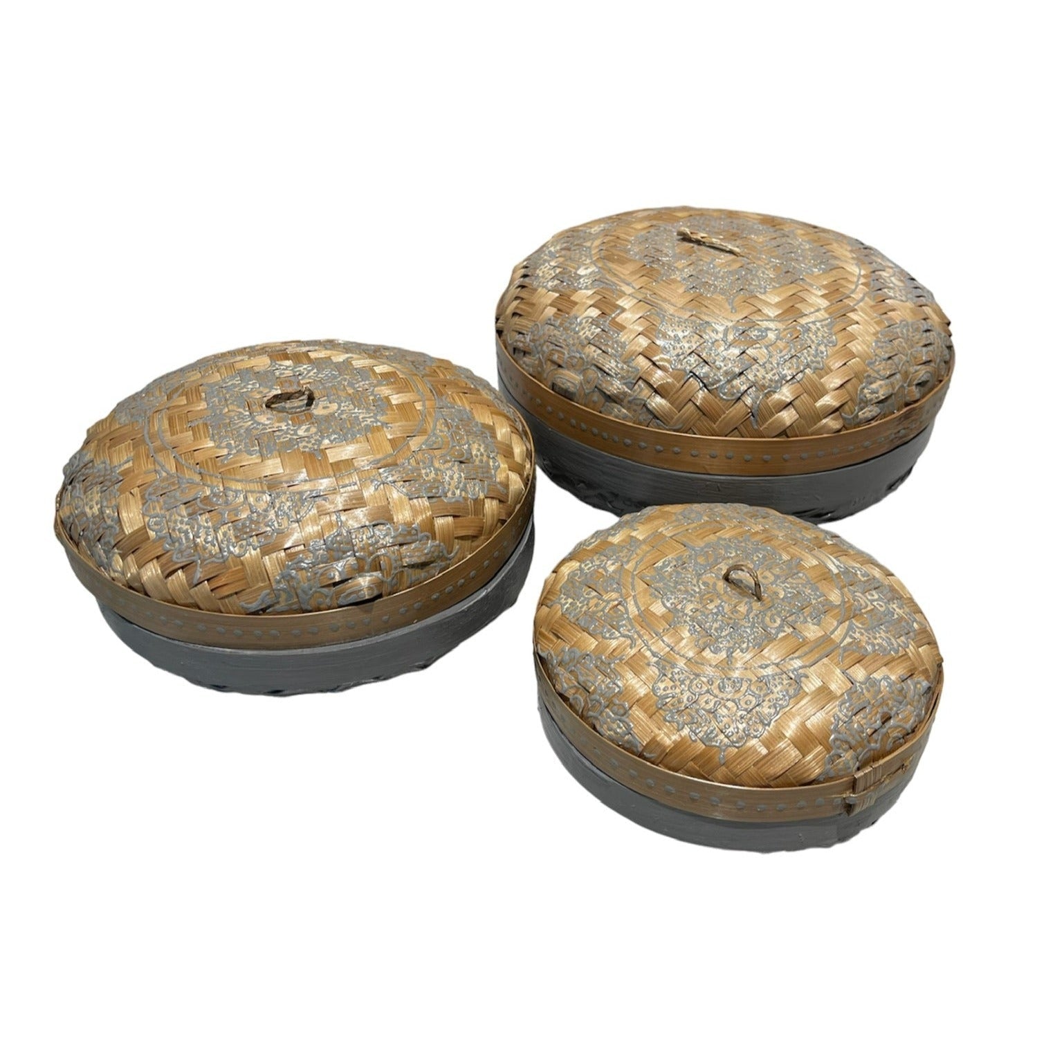 Grey Rattan Henna Box - Stylish Round Storage Solution - Shopthatapp.ca