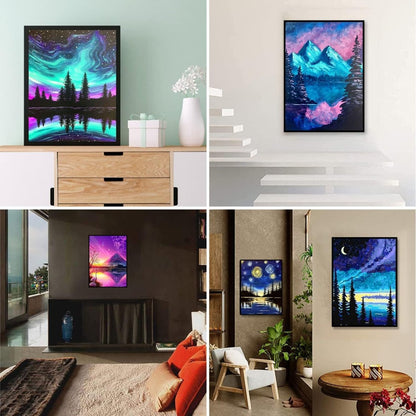 Set of 12 ebasketonline 5D diamond painting kits for adults, featuring round drill designs, perfect for DIY home wall decor.