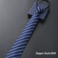 Mens Business Formal Zipper Tie With Blue Stripes - Shopthatapp.ca