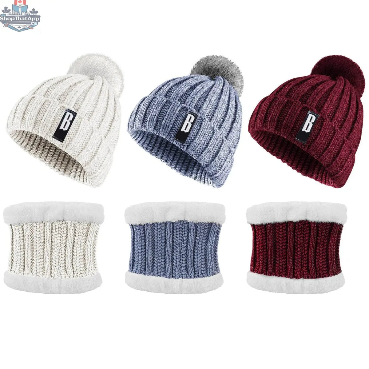 Winter beanie hat and scarf set for women, warm knitting skull cap and neck warmer for outdoor walking, running, hiking, camping.