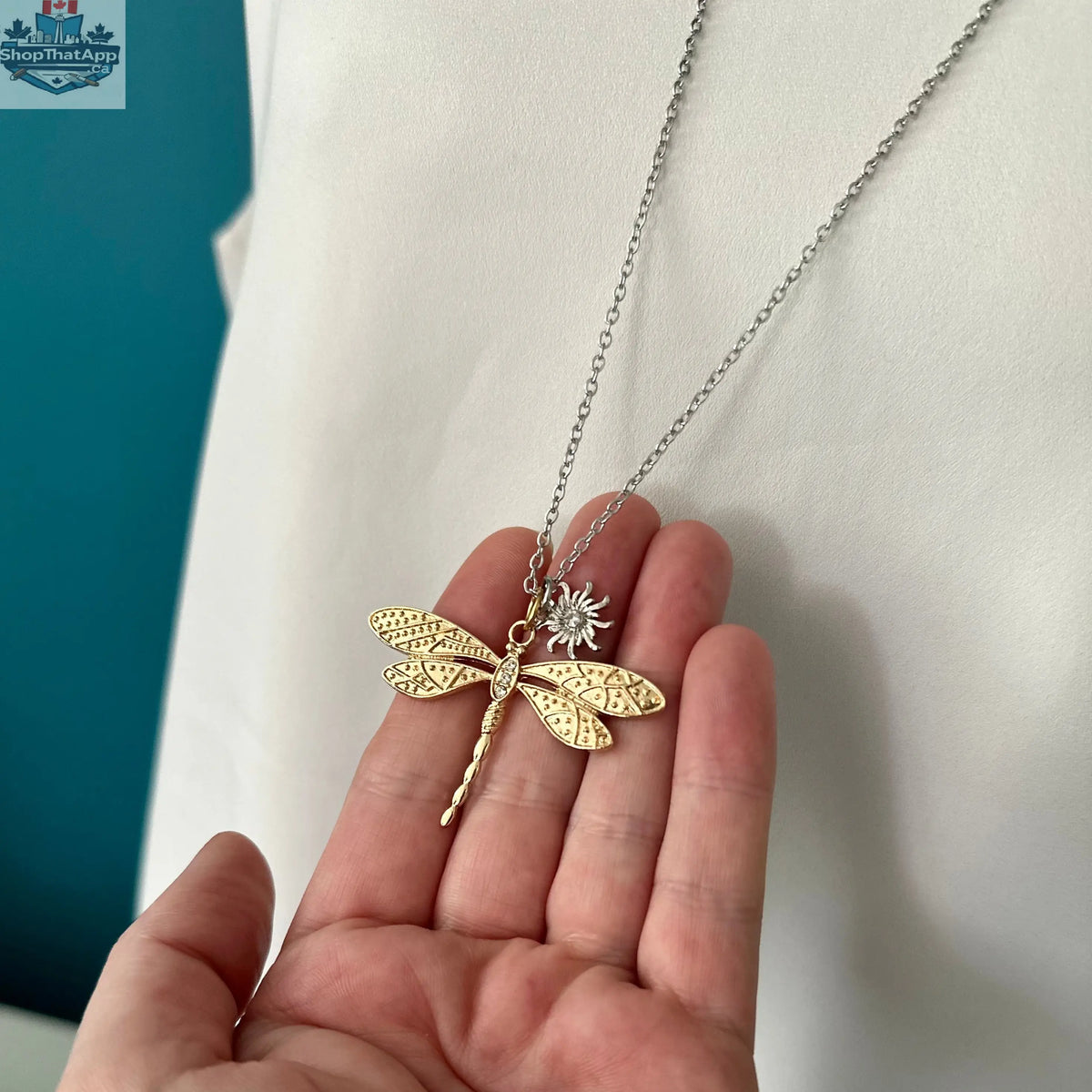 Gold Dragonfly Necklace - Shopthatapp.ca