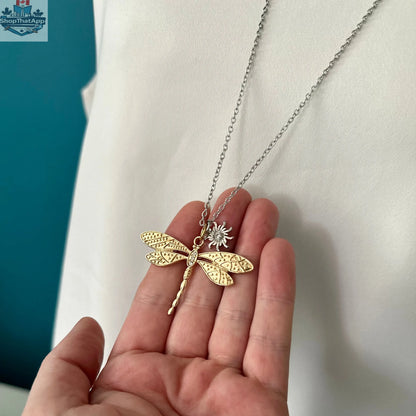 Gold Dragonfly Necklace - Shopthatapp.ca