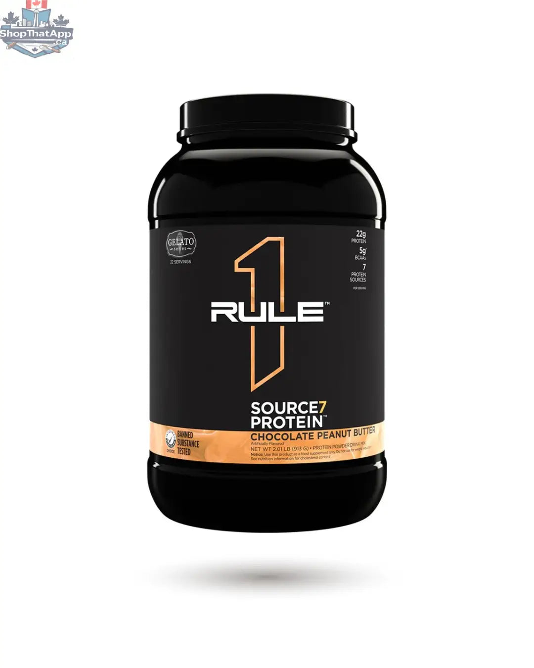 BulkBully Supplements Rule1 Protein Powder with Source 7 high-quality protein for muscle support and performance.