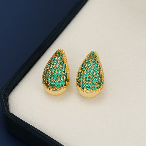 18K Gold-Plated Teardrop Earrings with Zircon Accents - Shopthatapp.ca