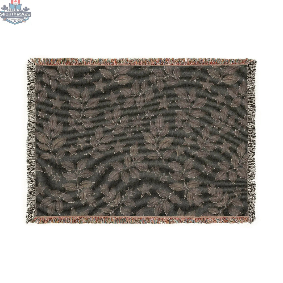 Botanical Star Woven Blanket — Reversible Leaf & Star Pattern Throw - Shopthatapp.ca