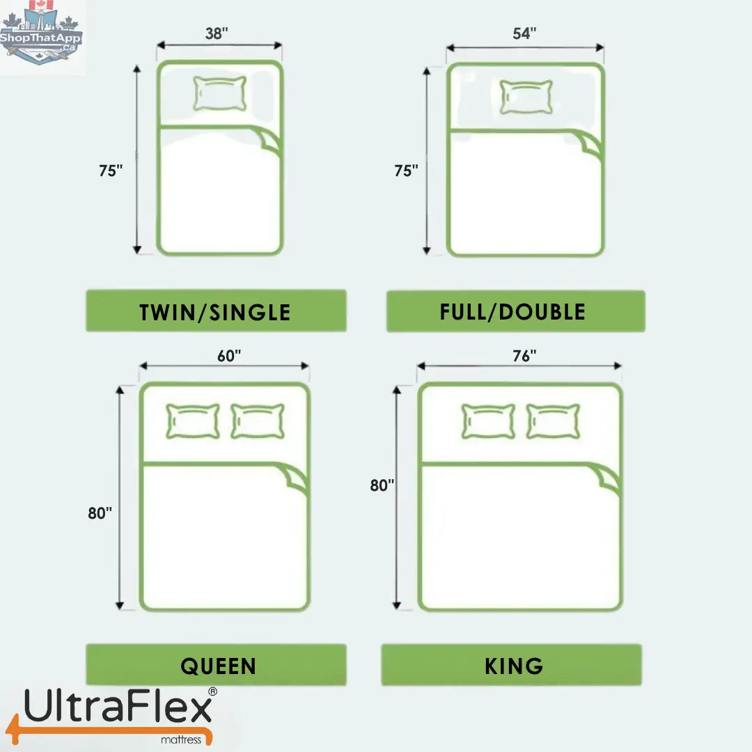 UltraFlex® Atlas mattress with cooling gel foam and breathable bamboo cover, Canadian-made, firm, reversible, CertiPUR-US® certified.