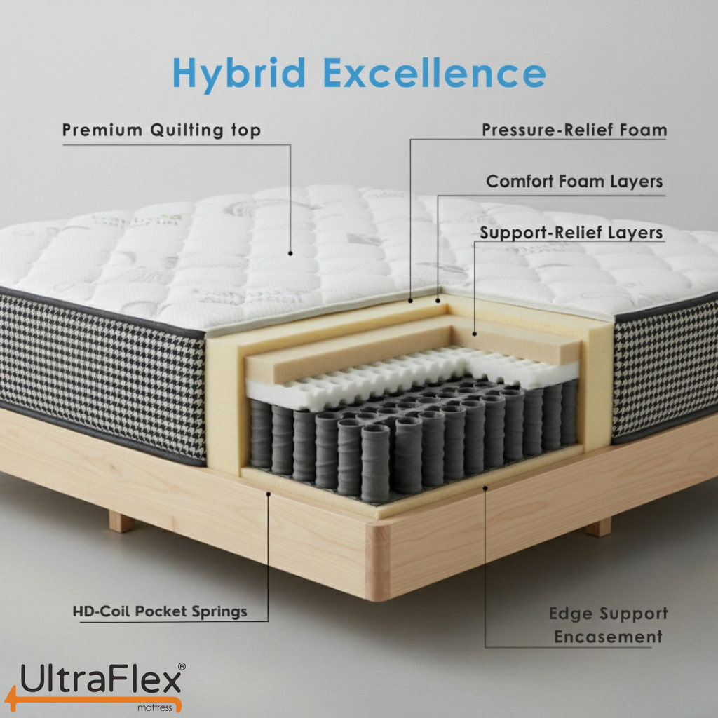 UltraFlex® DreamWeaver Medium Firm Pocket Coil Hybrid Mattress – Canadian-Made Orthopedic Support with Cooling Gel Foam, Quilted Top, Breathable & Hypoallergenic Comfort, Edge Support & Motion Isolation - Shopthatapp.ca