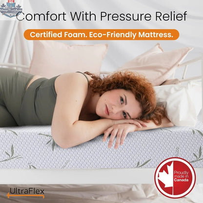 UltraFlex SleepTight Mattress with bamboo cover, gel memory foam, medium firmness, ideal for bunk beds, RVs, and spinal support.