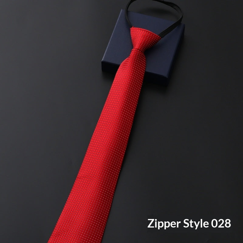 Mens Business Formal Zipper Tie With Blue Stripes