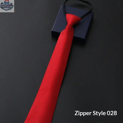 Mens Business Formal Zipper Tie With Blue Stripes - Shopthatapp.ca