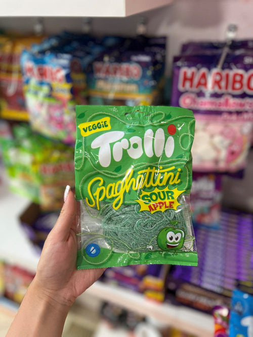 (GERMANY) TROLLI SPAGHETTINI SOUR APPLE - 100G - Www.Shopthatapp.ca