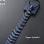 Mens Business Formal Zipper Tie With Blue Stripes - Shopthatapp.ca