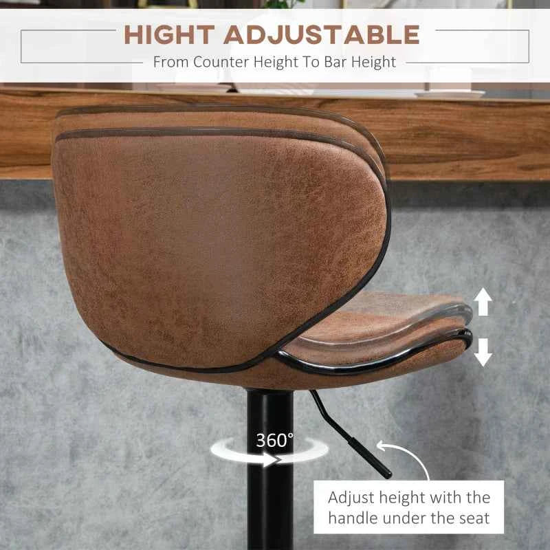Anna Vintage Adjustable Counter/Bar Height Stools with Swivel Seat-Set of 2-Brown