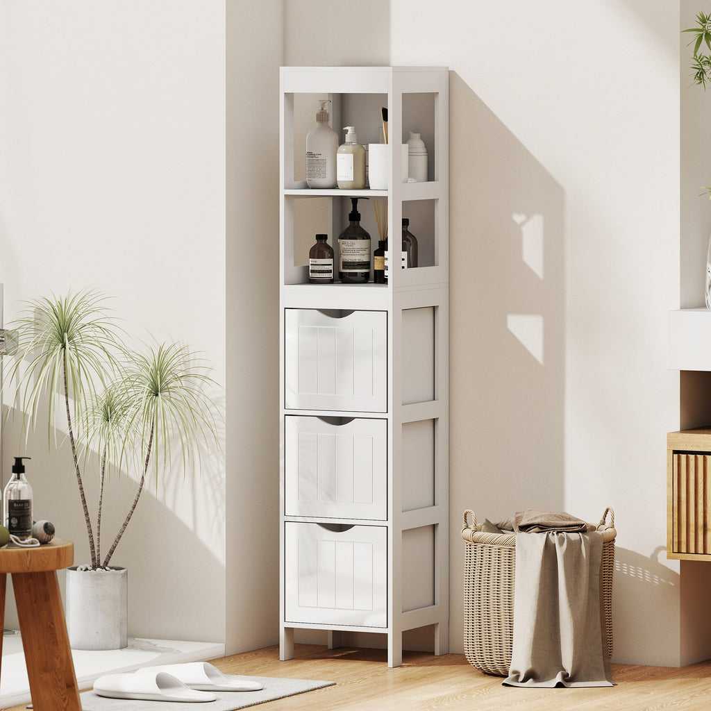 Slim Bathroom Cabinet with 3 Drawers & 2 Shelves