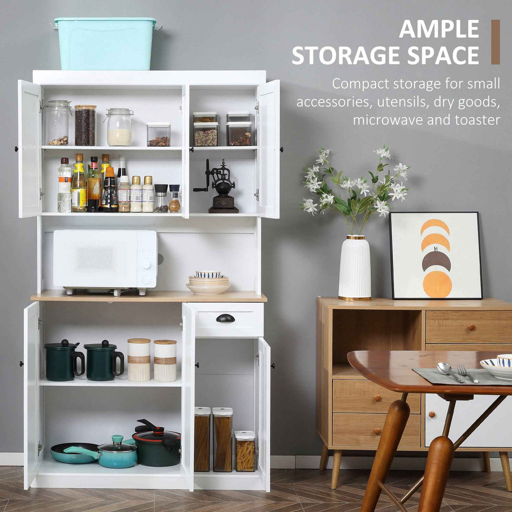 Denver 71" Kitchen Storage Cabinet with Hutch-White/Oak