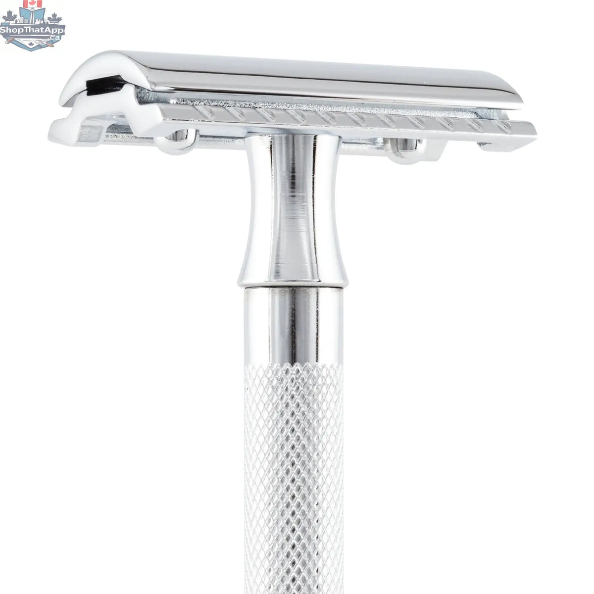 Merkur 23C Safety Razor - 3-Piece DE Razor with Closed Comb, Knurled Extra Long Handle in Chrome - Shopthatapp.ca