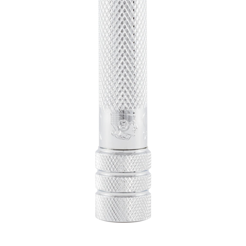 Merkur 23C Safety Razor - 3-Piece DE Razor with Closed Comb, Knurled Extra Long Handle in Chrome