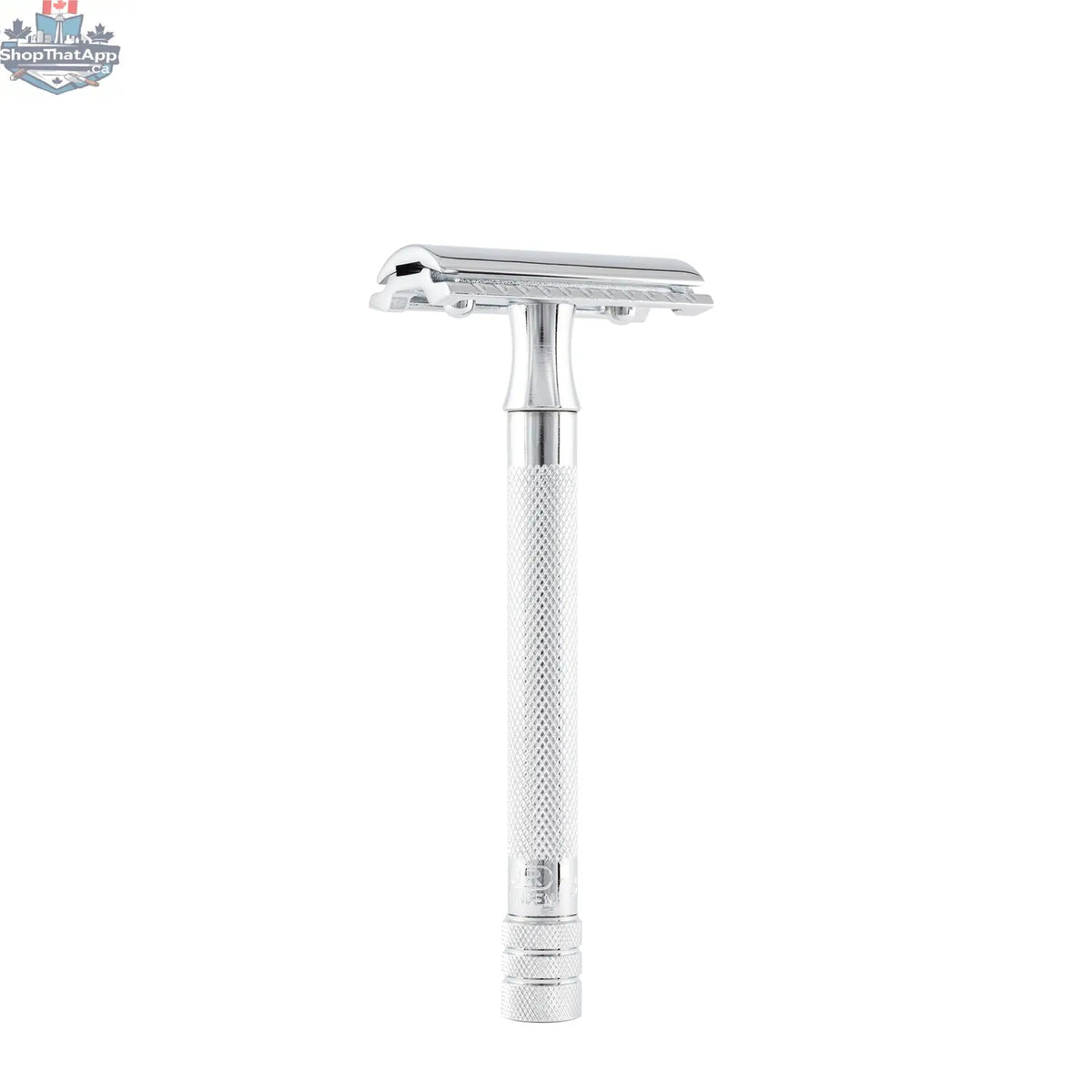 Merkur 23C Safety Razor - 3-Piece DE Razor with Closed Comb, Knurled Extra Long Handle in Chrome - Shopthatapp.ca