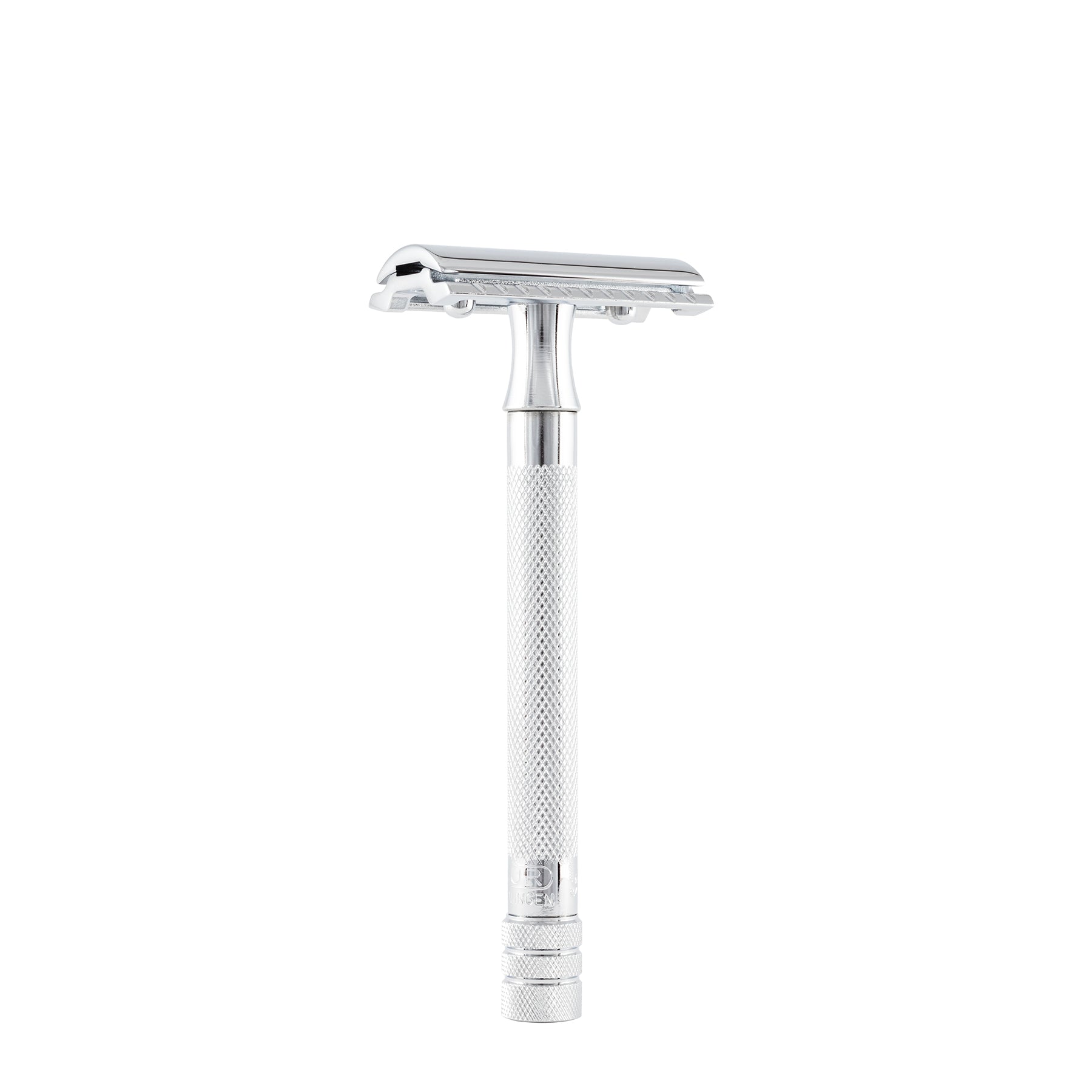 Merkur 23C Safety Razor - 3-Piece DE Razor with Closed Comb, Knurled Extra Long Handle in Chrome