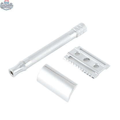Merkur 23C Safety Razor - 3-Piece DE Razor with Closed Comb, Knurled Extra Long Handle in Chrome - Shopthatapp.ca
