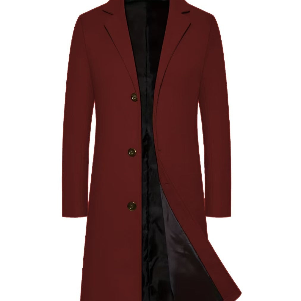 Men's Casual Extended Above The Knee Woolen Trench Coat