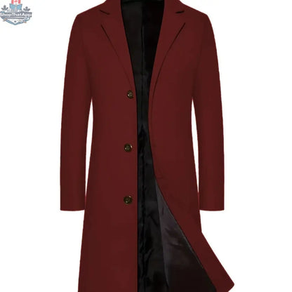 Men's Casual Extended Above The Knee Woolen Trench Coat - Shopthatapp.ca