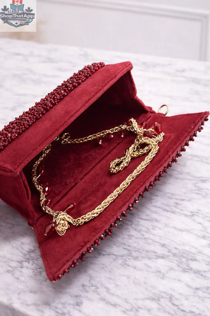 Elevate Your Style with the Ruby Royale Crystal Evening Bag - Shopthatapp.ca