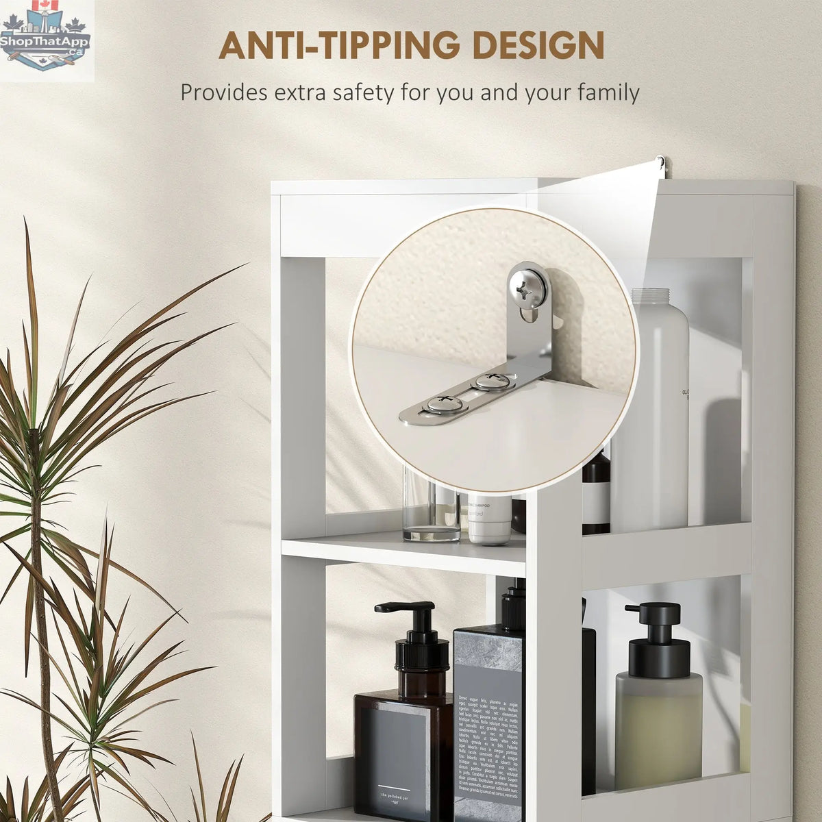 Slim Bathroom Cabinet with 3 Drawers & 2 Shelves - Shopthatapp.ca