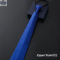 Mens Business Formal Zipper Tie With Blue Stripes - Shopthatapp.ca
