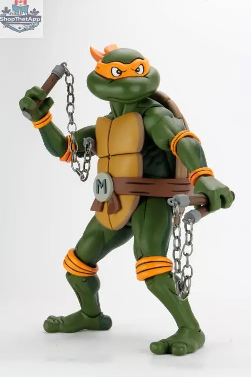 Toy Snowman Teenage Mutant Ninja Turtles Michelangelo action figure in 1/4 scale from animated series, detailed collectible toy.